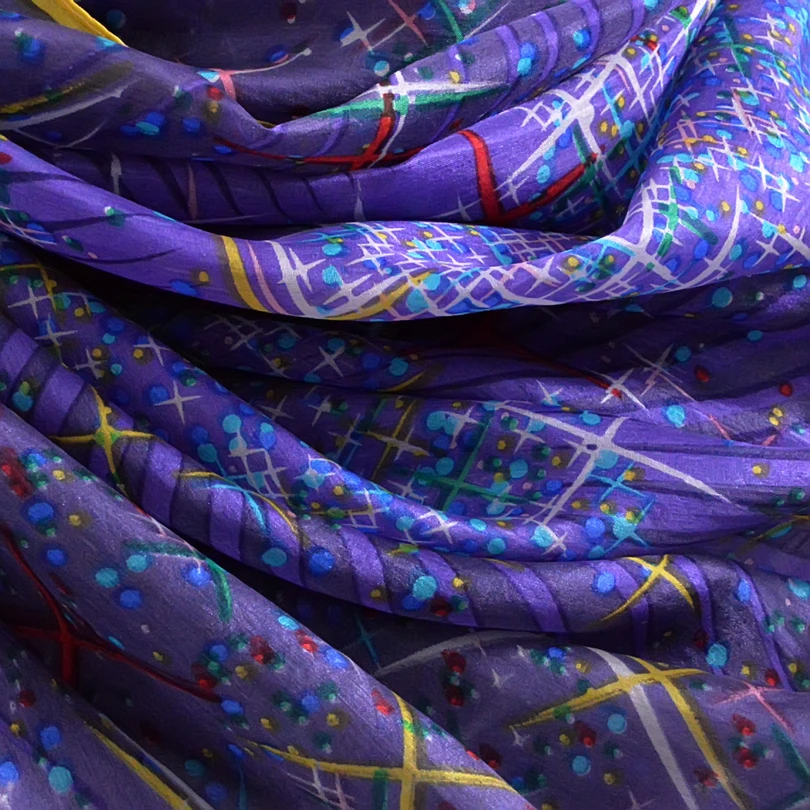 Шелковый шарф большого размера, дизайн, модные аксессуары для женщин, фиолетовые длинные шарфы со звездами, 200*110 см размера плюс, осенне-зимние шарфы