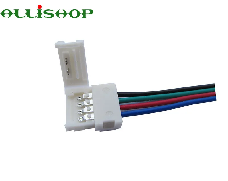 ALLiSHOP, 1 шт., 15 см, 5050 RGB, 4 pin, Светодиодная лента, светильник, соединители для подключения к адаптеру питания, 4 проводника, 10 мм, Широкий разъем