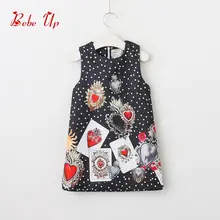 Модное платье принцессы для маленьких девочек; черное платье без рукавов для девочек; детская одежда в горошек; детское платье без рукавов