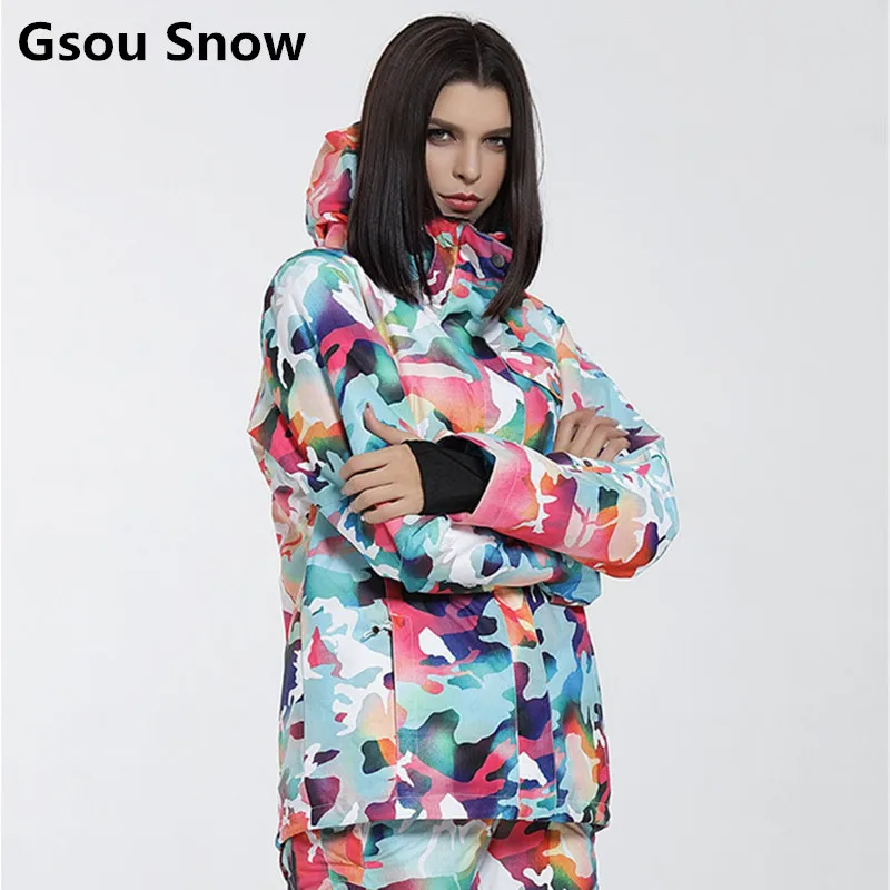 Gsou Snow Winter Ski Jacket Women Snowboard Snow Jacket Colorful