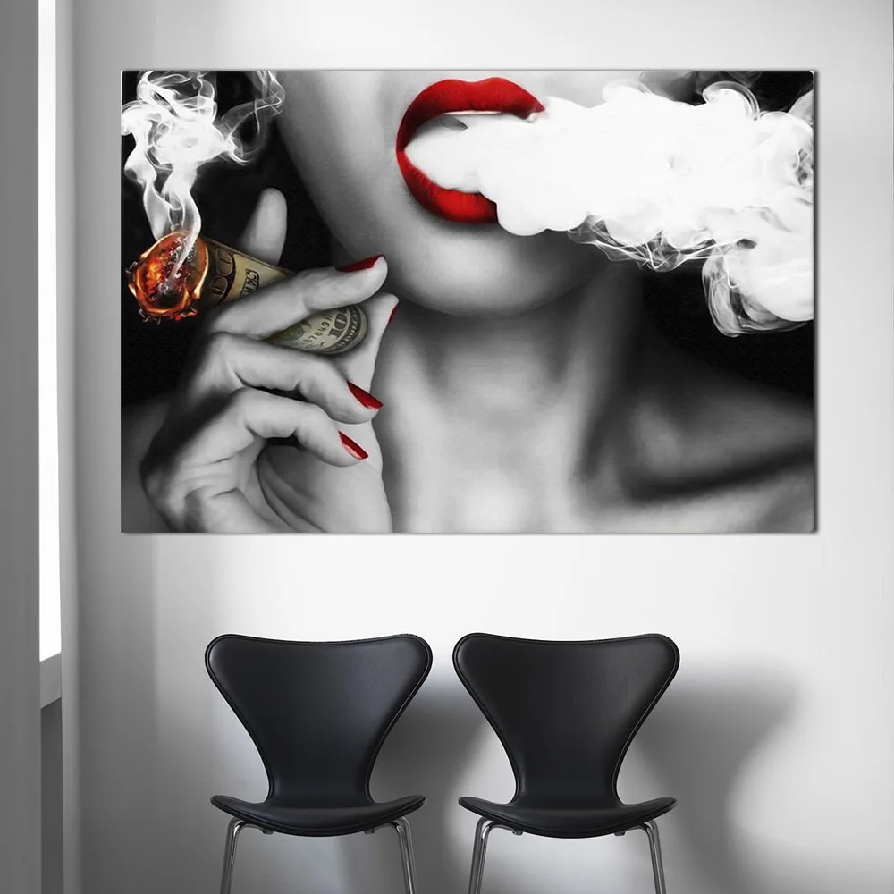 Vintage Posters Modern Fashion Artwork Woman With Money Canvas Print Painting Creative Home Decoration Wall Art Picture No Frame | Дом и сад