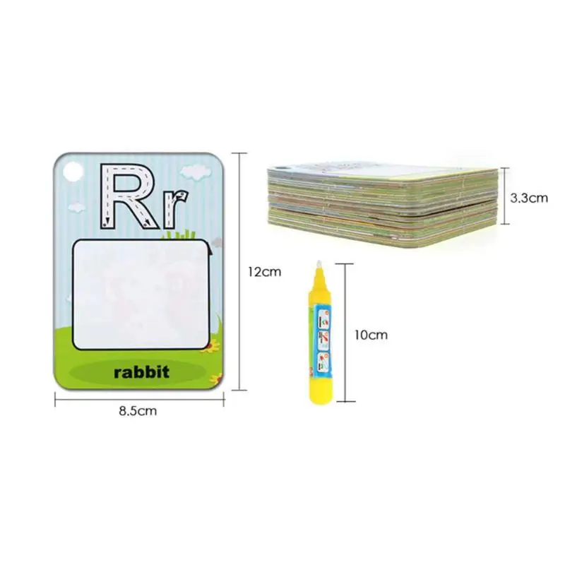 Водный рисунок 26 английские Обучающие волшебные карты с 2 ручками открытка доска для рисования Развивающие игрушки для детей