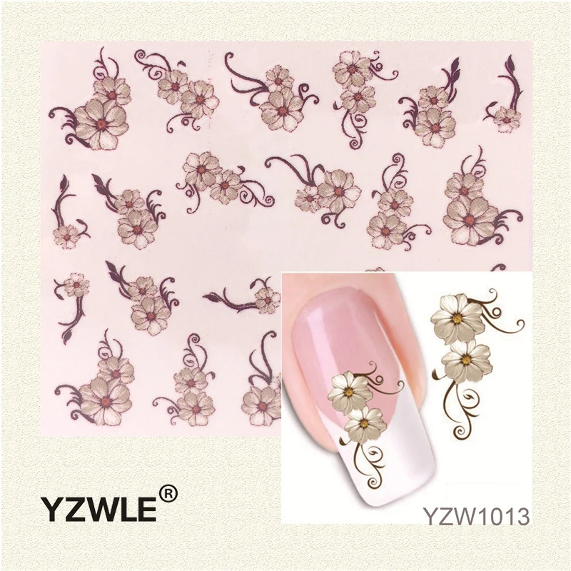YZWLE 1 лист Мода 3D дизайн цветок маргаритки водяной знак переводные наклейки для ногтей, DIY передача воды Маникюр-наклейки для ногтей Инструменты