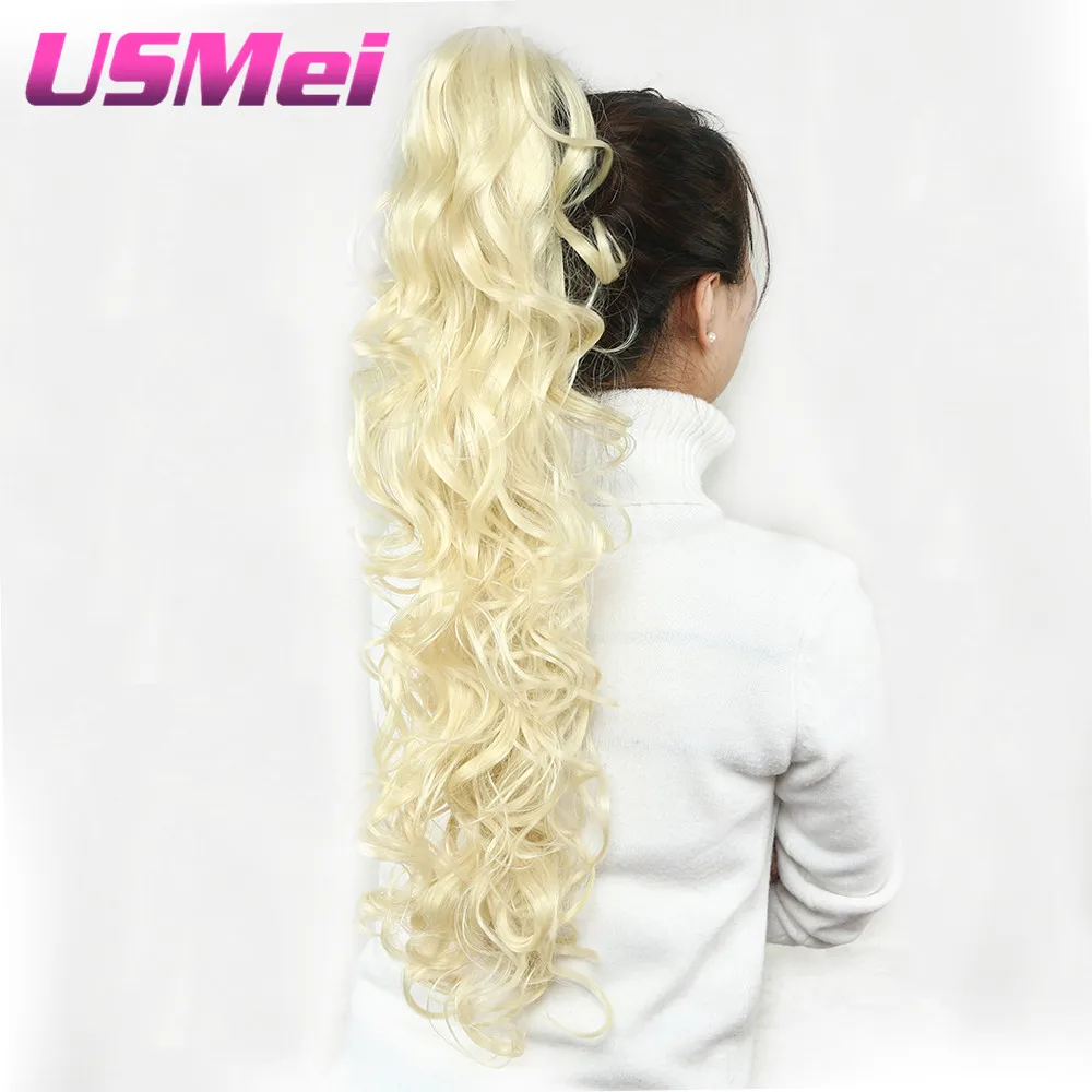 USMEI 32 ''Синтетический хвост волнистые 613# коготь клип в хвостик наращивание волос термостойкие искусственные волосы 5 цветов
