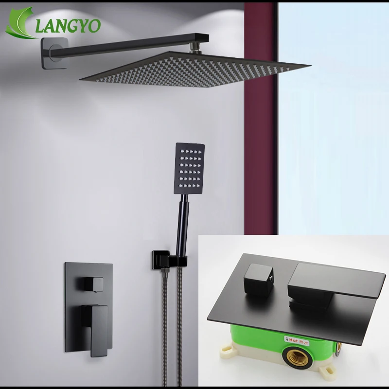 Beste LANGYO Messing Zwarte Bad Douche Faucets8 12 \