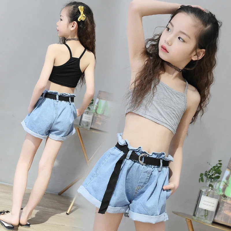 Black Grey Tops Camisole For Girls Sports Vest Clothes Summer Spring 2018 Little Girls Sling Tank Top Teenage Kids Vest Black Grey Tops Camisole For Girls Sports Vest Clothes Summer Spring 2018 Little Girls Sling Tank Top Teenage Kids Vest