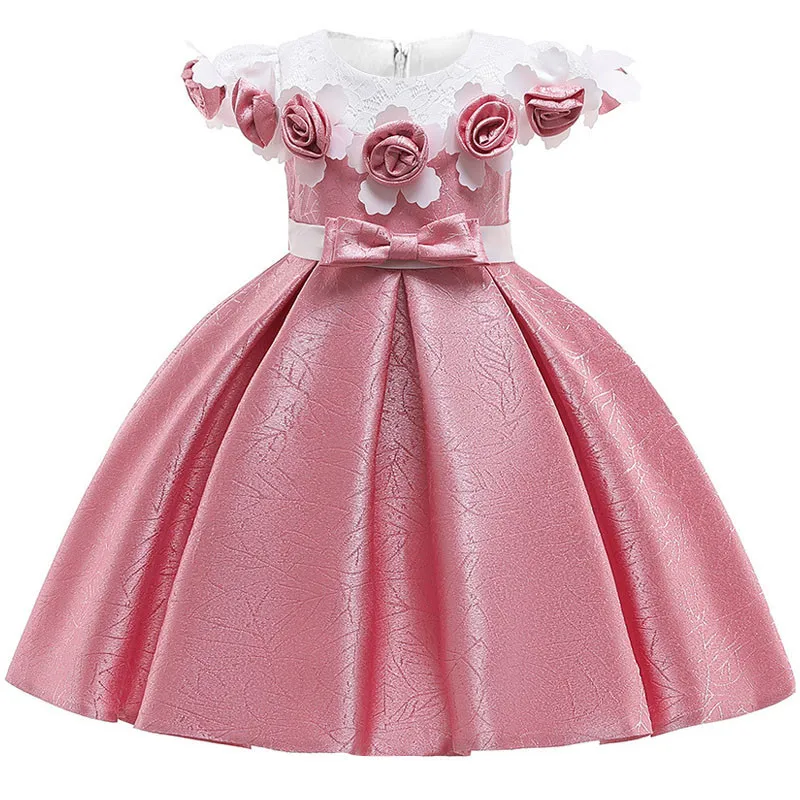 Праздничное платье принцессы с цветочным рисунком для девочек на свадьбу и День рождения; детское платье с цветочным рисунком для маленьких девочек; платье-пачка на одно плечо; одежда для детей - Цвет: dark pink