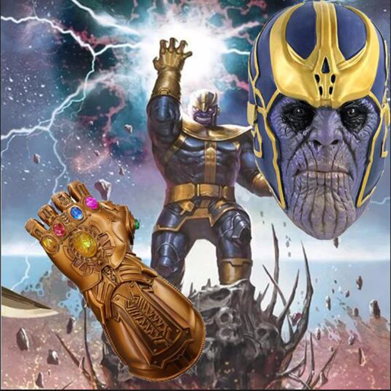 Перчатки Thanos Бесконечность гаунтлет с светодиодный Мстители Военная каска