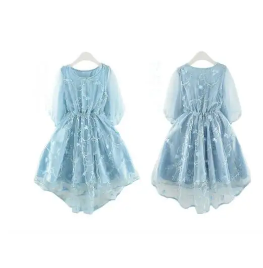 New High Quality Baby Girl Floral Chiffon Sleeve Summer Dresses Princess Girls Flower Beach Clothes 6 pcs/lot Wholesale | Детская одежда