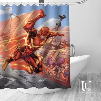 

High Quality Custom The Flash Shower Curtain Polyester Fabric Bathroom Curtain Hooks Mildew Resistant Bathroom Decor