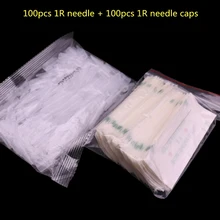 100 шт 1R иглы и 100 шт 1R иглы колпачки для постоянного макияжа хорошего качества традиционные иглы для тату отдельный комплект