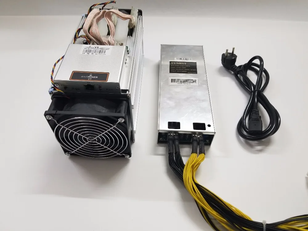 Новый, 2 предмета Asic шахтер AntMiner V9 4 T/S с BITMAIN APW3 + + PSU Bitcoin шахтера БТД МПБ Шахтер лучше, чем S9 S9i WhatsMiner M3 T9 +