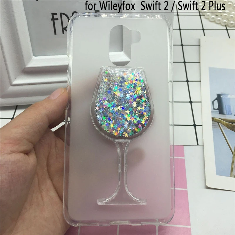 

Glitter Quicksand Phone Cases for Wileyfox Swift 2 / Swift 2 Plus Case Bling Cute Srtars Cup Soft Silicon Back Cover 3D Capa