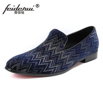 

Plus Size Luxury Round Toe Slip on Man Moccasin Loafers Genuine Leather Rhinestone Men's Comfortable Modern Casual Shoes SL162