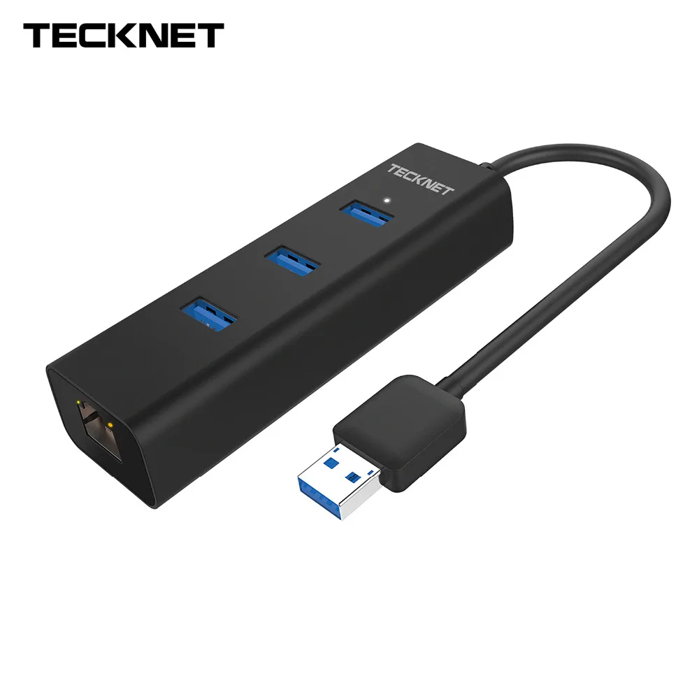 

TeckNet USB Ethernet for Windows Network Cards External 3-Port USB 3.0 Data HUB to RJ45 10/100/1000 Gigabit Ethernet Lan Adapter