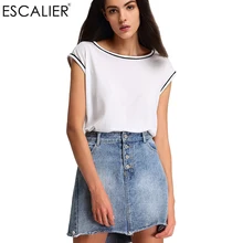 Escalier Fashion Solid O-Neck Polyester T-Shirts Women Tees Tops 2017 Summer Sleeveless Knitted Casual Soft Kawaii Lady Shirts