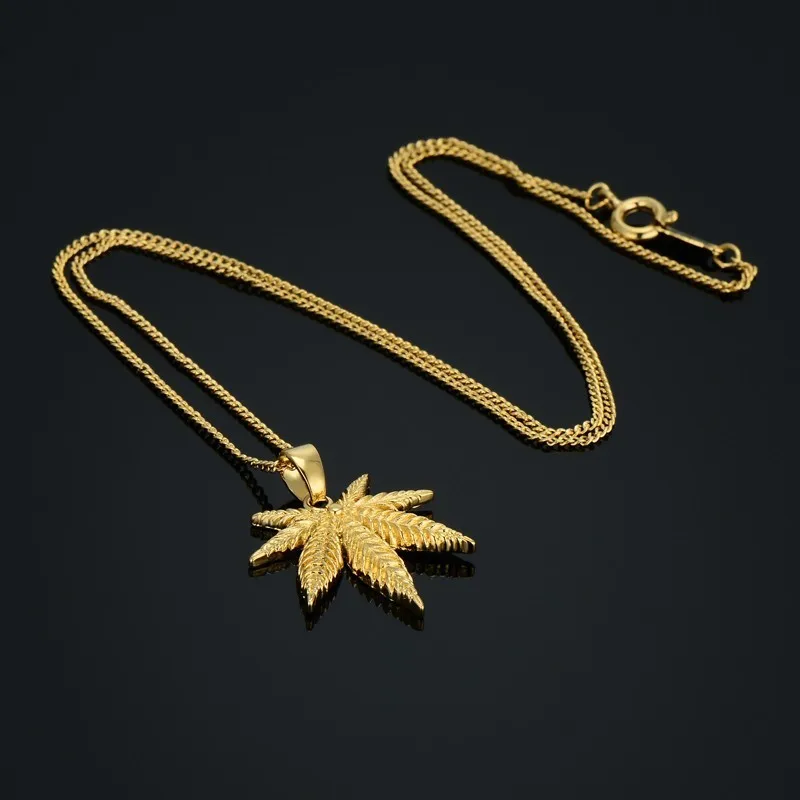 Хип-хоп американская Канада Ямайки конопляное ожерелье кленовый лист африканские растения дерево сорняки листья ожерелье из золотой цепочки