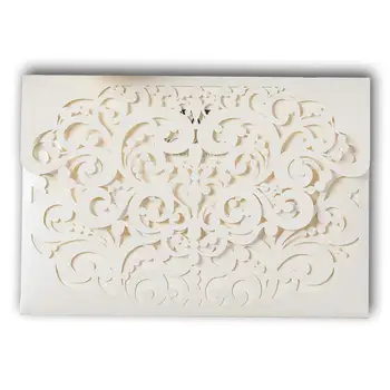 

100Pcs White Heart Laser Cut Wedding Invitations Card, for Paraboda Graduation Rehearsal Dinner Birthday Greeting Gift Card