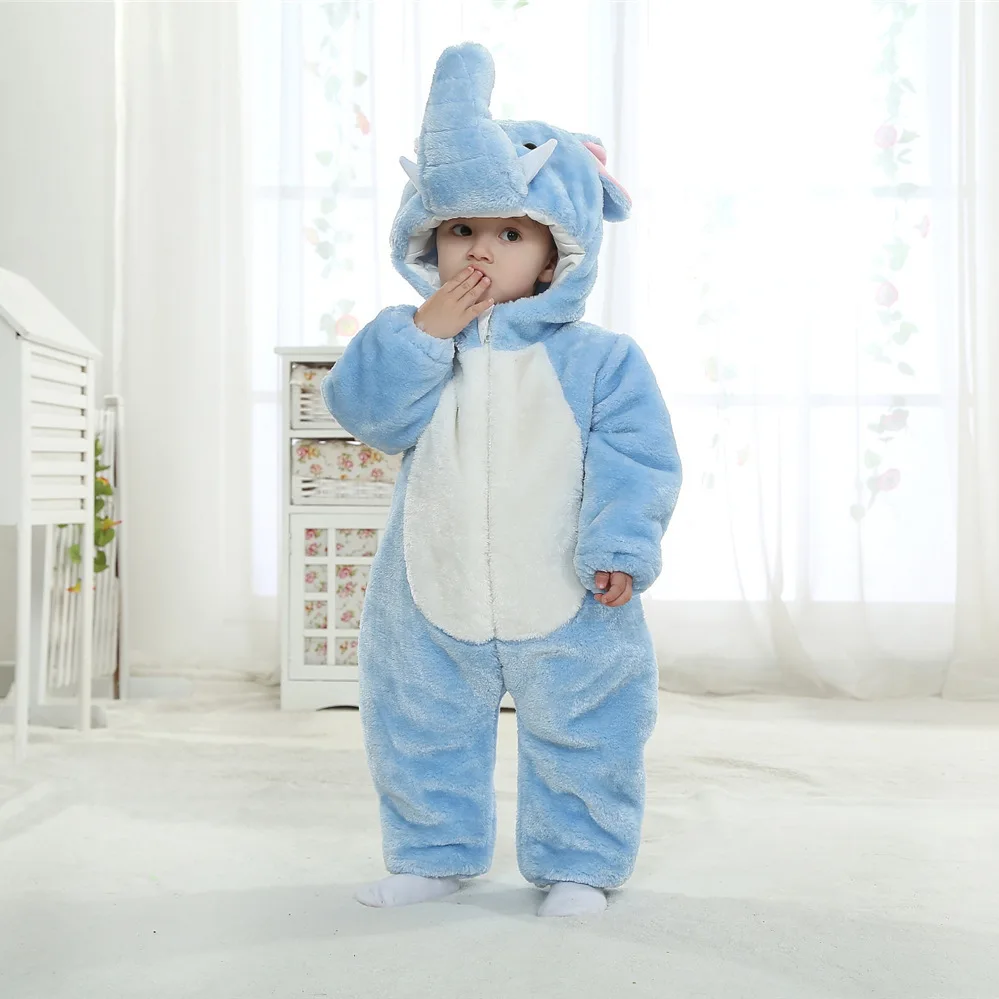 

Winter Jumpsuit Playsuit Outfits 0-24m Outfit Winter Overalls For Baby Flannel Outer And Cotton Lining Elephant Baby Clothes