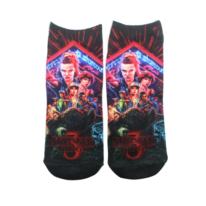 Носки в стиле хип-хоп с 3D принтом «странные вещи»; короткие носки; носки унисекс для мальчиков и девочек; спортивные носки с односторонним принтом; K275