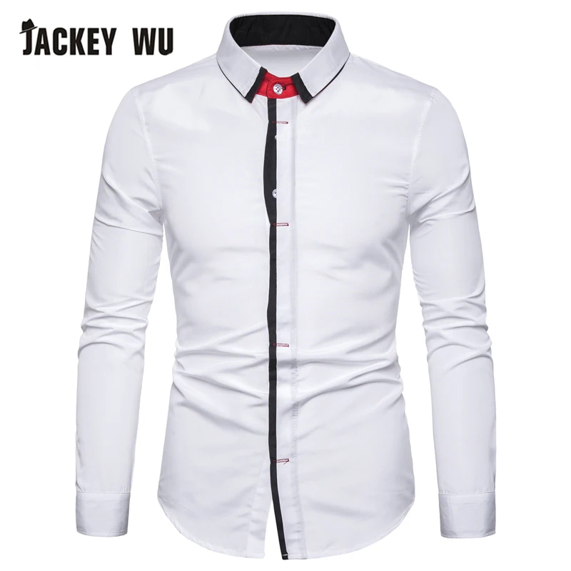 Бренд JACKEYWU повседневные рубашки для мужчин 2019 модная Корейская рубашка с