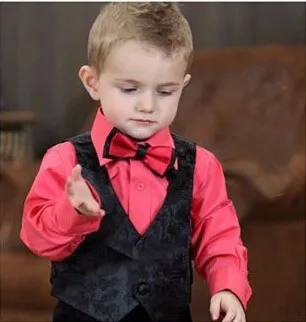 Модная детская рубашка с галстуком-бабочкой для маленьких джентльменов, новогодний подарок, Регулируемый мужской галстук-бабочка для свадьбы, вечерние для школы