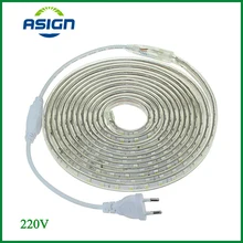 1Set LED Strip Light 5050 SMD AC220V Waterproof Silicone Tube 1M/2M/3M/4M/5M/6M/7M/8M/9M/10M/15M/20M 60LEDs/M + EU Power Plug