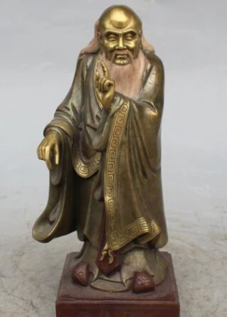 

RHS0060 9" China Bronze Gilt Painting Stand Lao Zi Lao-tzu ideologist philosopher Statue