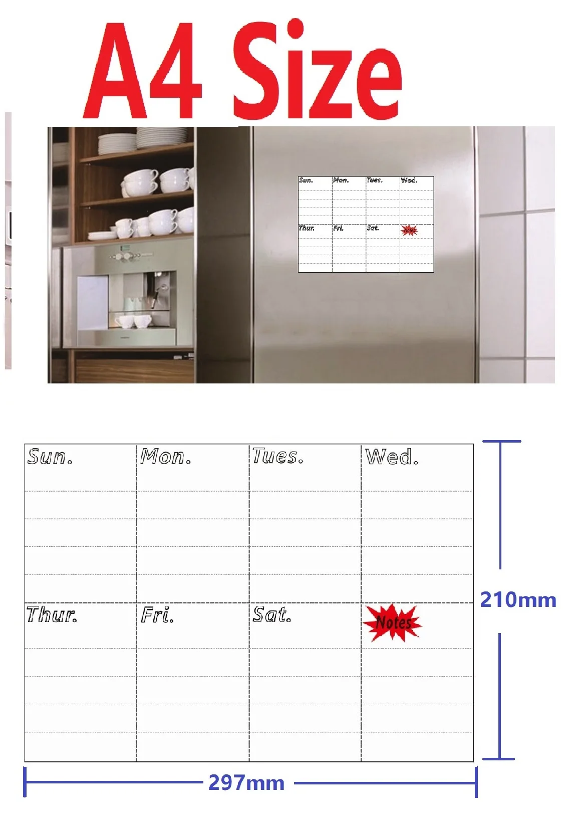 Магнитная доска для меню формата А4, наклейка на холодильник, Еженедельный планировщик, список продуктов, блокнот, кухонный холодильник, магнитная доска для записей