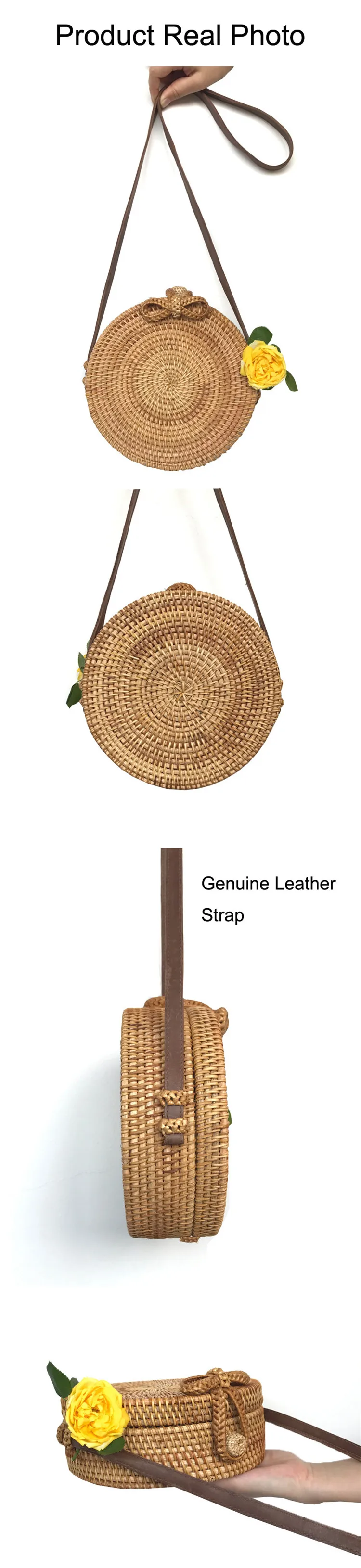2018 Round Straw Bags DIY Women Summer Rattan Bag Handmade Woven Beach Cross Body Bag Circle Bohemia Handbag Bali Dropshipping (12)