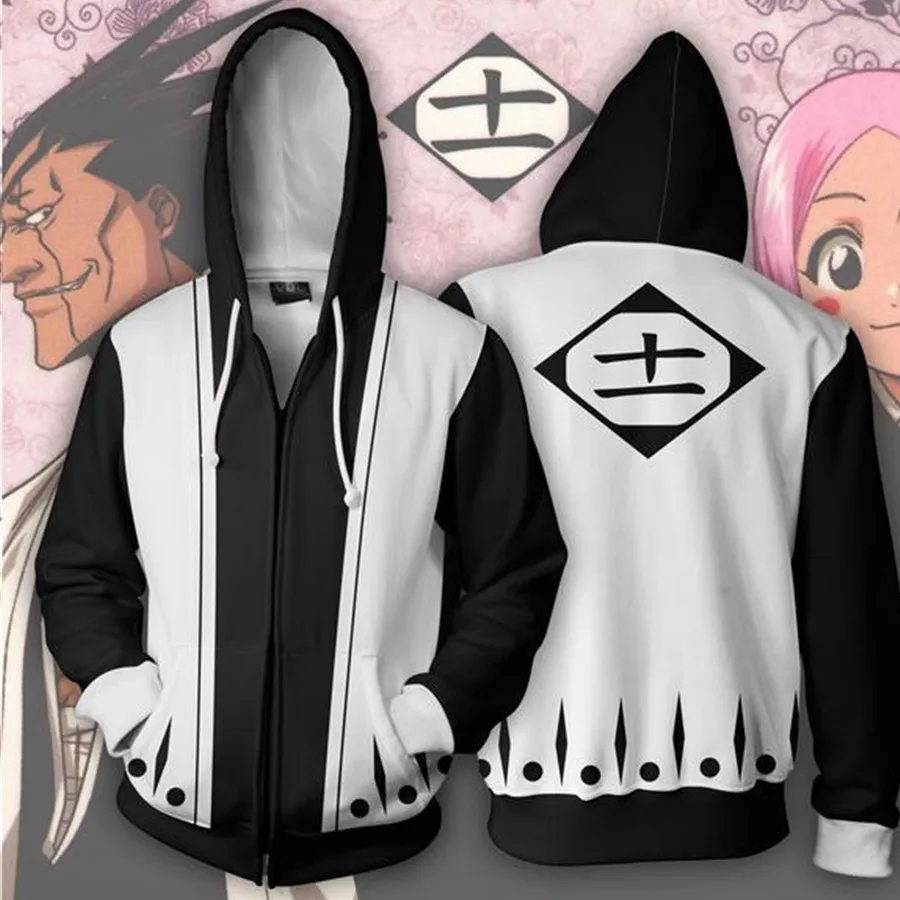 Cosplay&Ware [13]Bleach Cosplay Kenpachi Zaraki Costume Anime Hoodie Sweatshirts Men Women College -Cosplay&Ware anime Shop