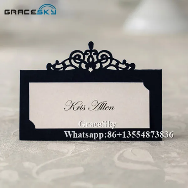 

50pcs hollow out Elegant Crown Table Name Place Seat Paper Wedding Invitation Card for Party Table Decoration Marriage favors