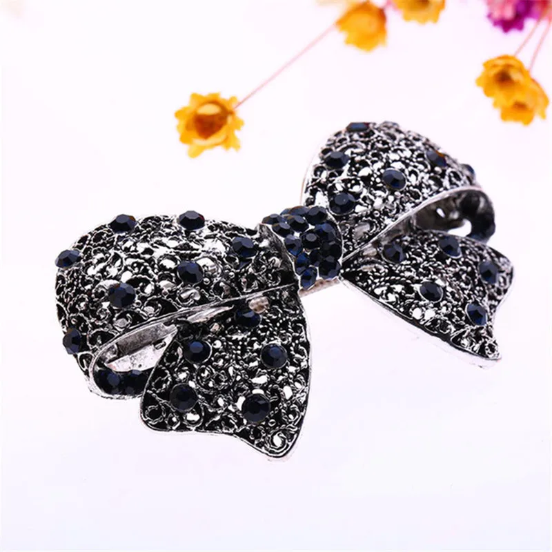 

Trendy Version Alloy Hairpins for Female Women's Diamond Cute Black Bow Hair Accessories Hair Clip Ornaments Barrettes 9Z