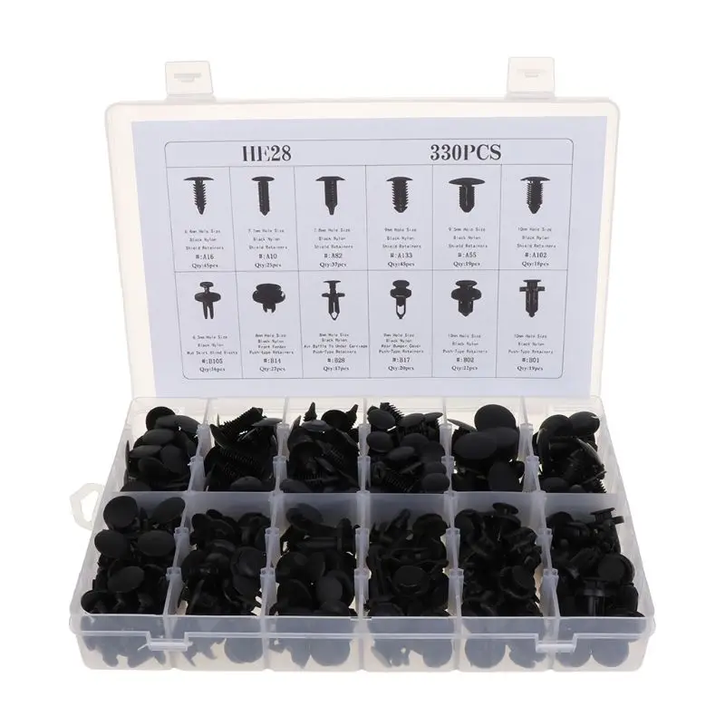 

330PCS/Set 12 Kinds Universal Mixed Car Fastener Auto Roof Fender Bumper Nylon Rivets Retainer Clips with Removal Repair Tools