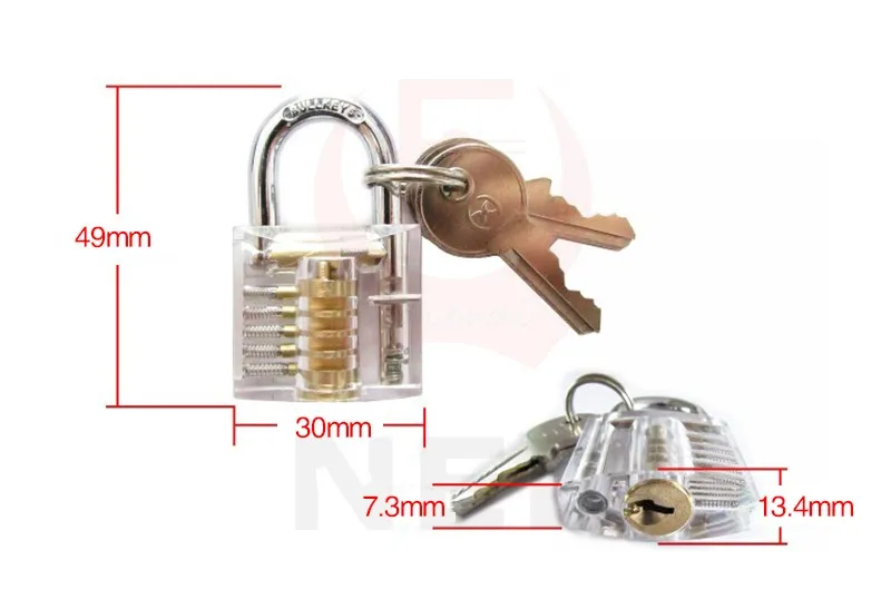NAIERDI прозрачный мини-видимый Палочки слесарное учебное пособие висячий замок с нарушенной для извлечения сломанного ключа крюк экстрактор