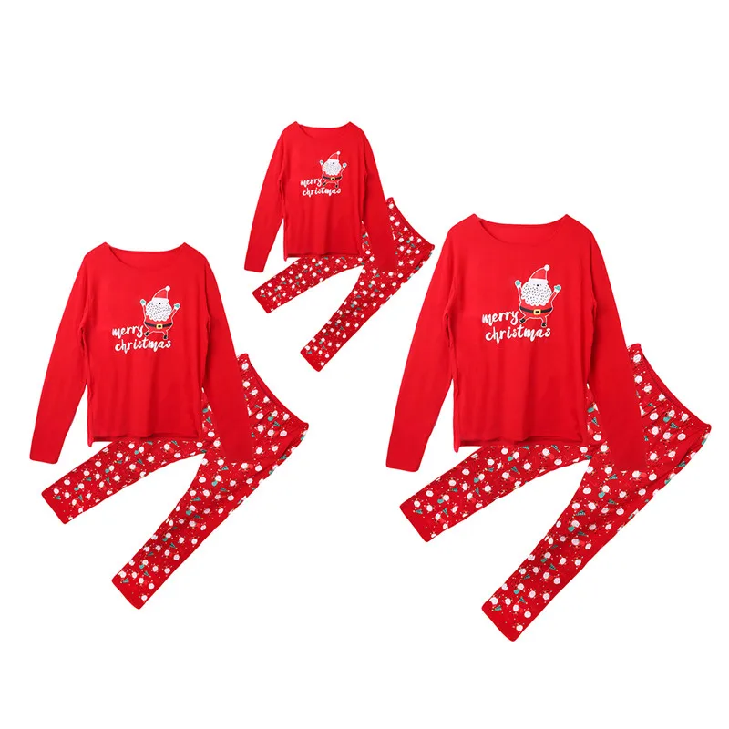 

2018 Christmas clothes family match autumn Pajamas Set fashion Men Women Kids outfits Print long sleeve Top Pants Nightwear 2pcs