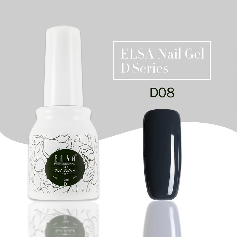 Гель-лак ELSA для ногтей, 12 мл, телесный серый цвет, замачиваемый УФ-Гель-лак, долговечный УФ-лак для дизайна ногтей, маникюрный здоровый гель - Цвет: D08