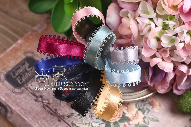 100yards 10mm 16mm picot ribbon korean satin ribbon for diy hair bow bowknot accessories wedding party decoration