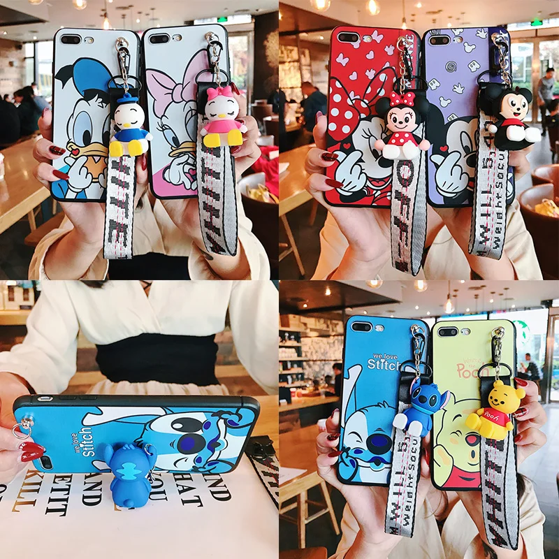 

Cartoon Doll Holder Case for Vivo V9 Y85 V7 Y75 V5 Y67 Y66 Y71 Y75 Y79 Y83 Y97 V11 V11i Z3 X20 X7 X9 X9S Plus X21 X23 with Strap