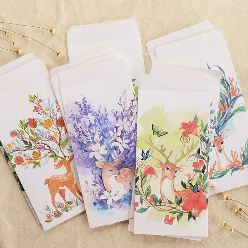 

5 pcs/lot creative forest deer envelope postcards greeting card cover paper envelopes stationery school supplies gift envelope