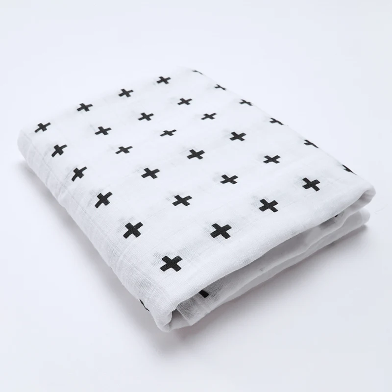 Muslinlife/ модное Хлопковое одеяло для пеленания, муслиновая пеленка для новорожденных, одеяло с мультяшным принтом, Хлопковое одеяло для малышей - Цвет: cross