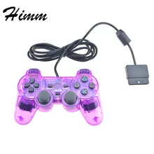 Светодиодный прозрачный Цвет пульт проводной контроллер для sony Playstation 2 геймпад прозрачный пульта для sony PS2 джойстик