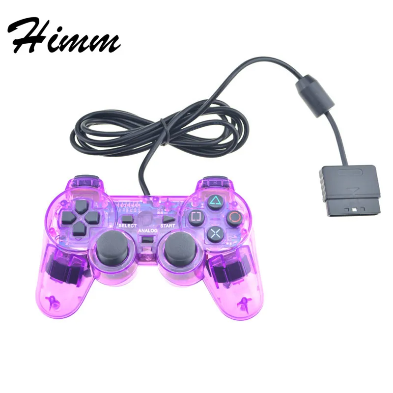 

LED Transparent Color Remote Wired Controller For Sony Playstation 2 Gamepad Clear Controle For Sony PS2 Joystick