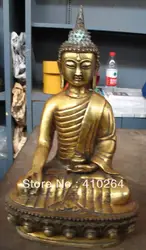 Античная имитация 30 см Южная Корея Будда Буддизм коллекции бронзовая Пластина с золотом статуя
