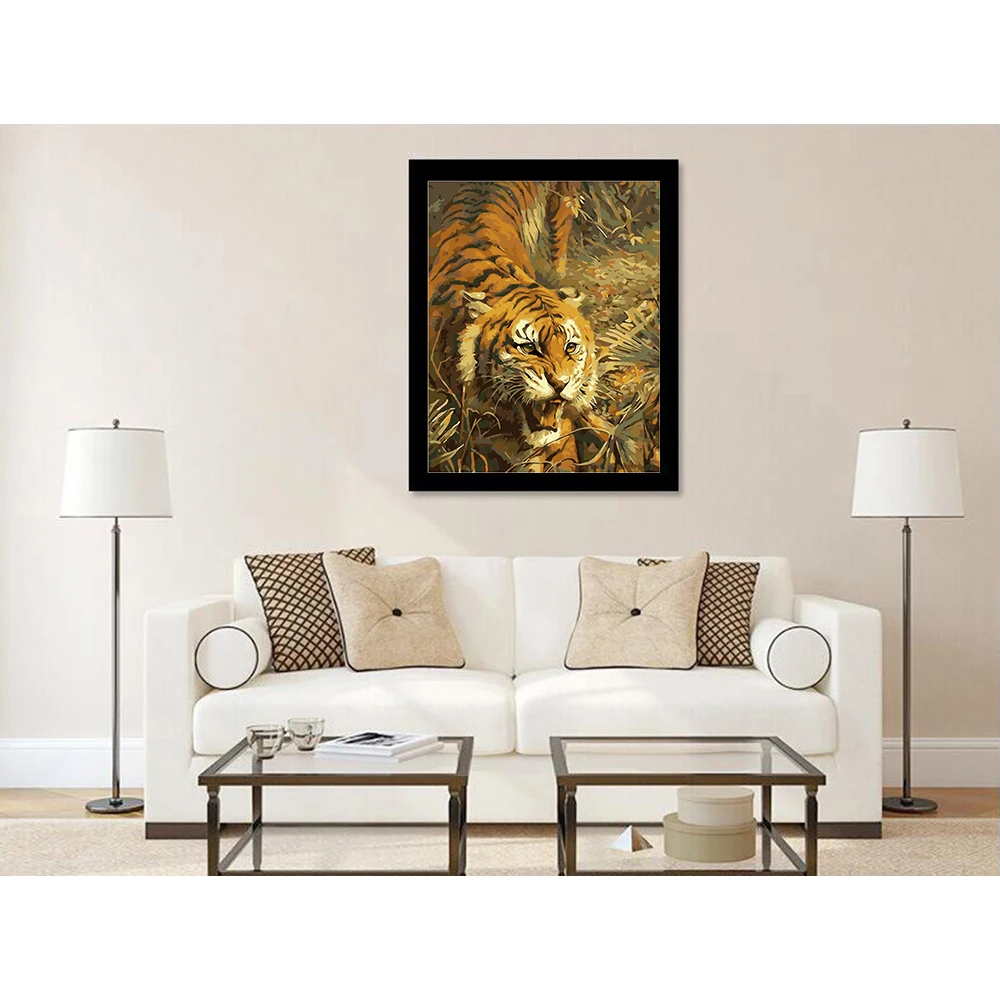 Бескаркасные Тигры Predation DIY Краска ing по номерам животные акриловая краска