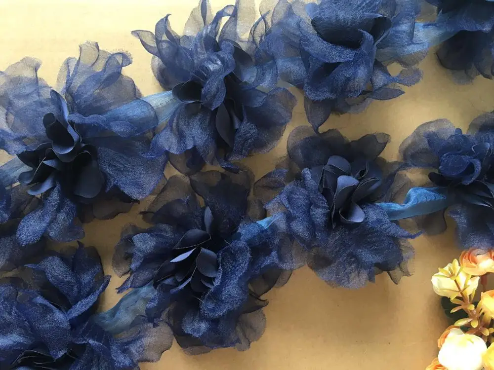 

1Yard Flower 3D Chiffon Lace Trim Ribbon Fabric for Applique Sewing Wedding Dress Decoration Accessories
