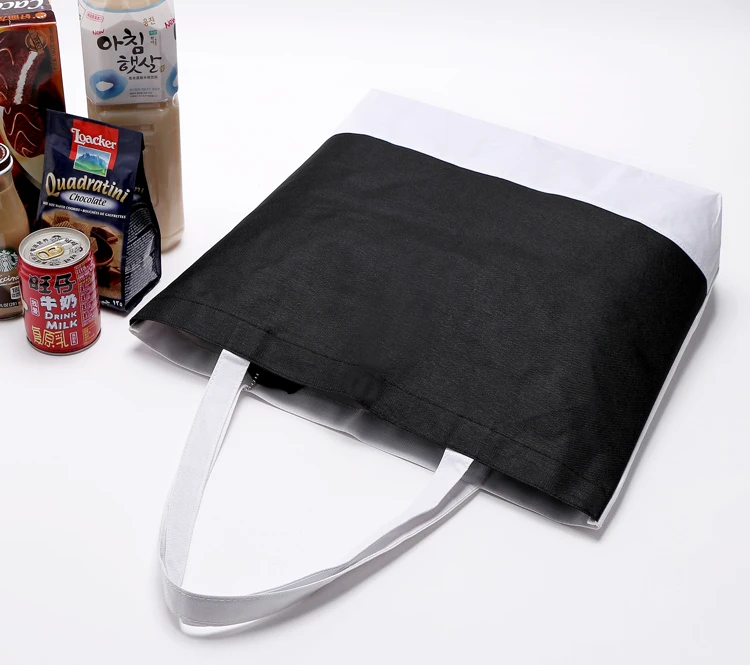 Изготовленная на заказ черно-белая смешанная ткань полиэстер рекламная сумка для покупок