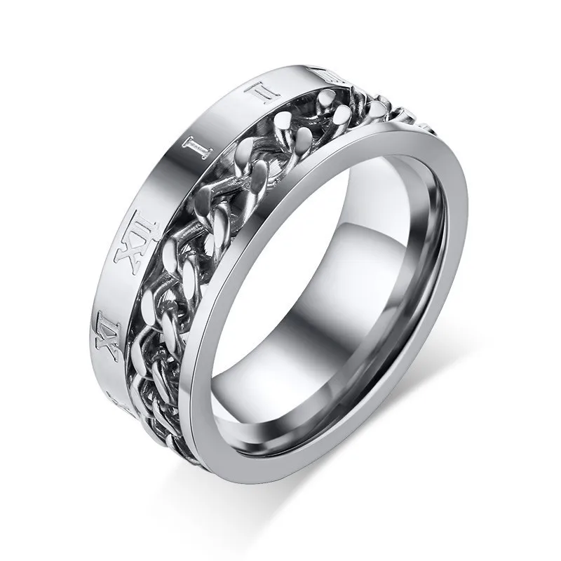 Meaeguet прядильная цепь кольцо для мужчин нержавеющая сталь металл не выцветает Золото Черный Синий Серебряный Цвет снятие стресса - Цвет основного камня: R-371S