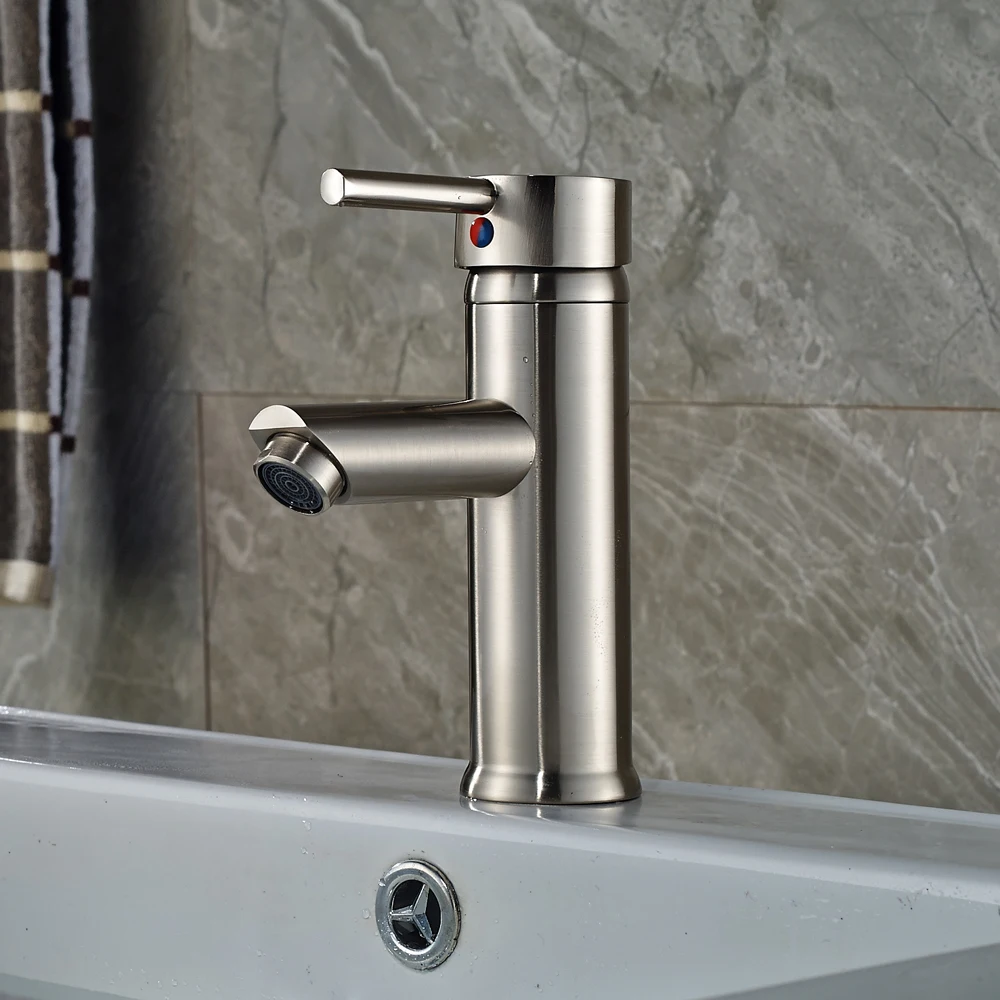 

Free Shipping Nickel Brushed Finished Deck Mounted Bathroom Base Faucet Single Handle Mixer Tap