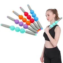 Йога Spiky мяч триггер точка мышечная терапия липкий ролик Spiky массаж прокатки палка с 5 колючий шар Уход Инструмент